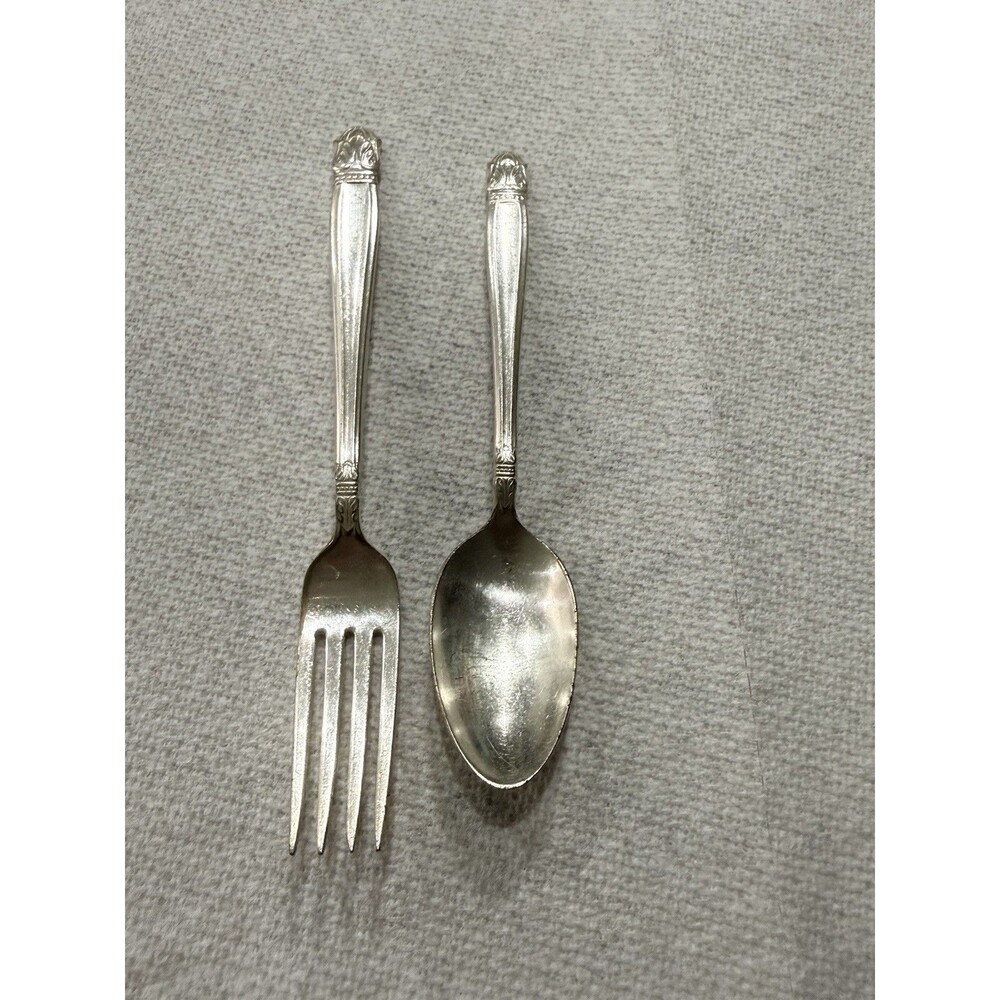 Vintage Holmes & Edwards Danish Princess Silver Plate Serving Spoon & Fork Set
